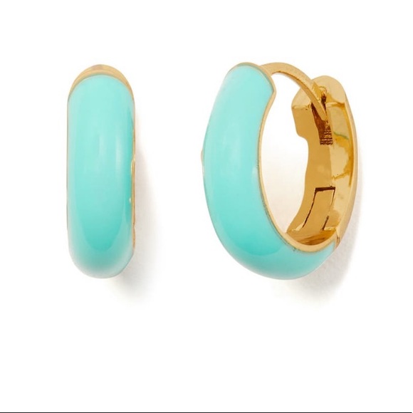 Kate Spade Turquoise Enamel Huggie Earrings